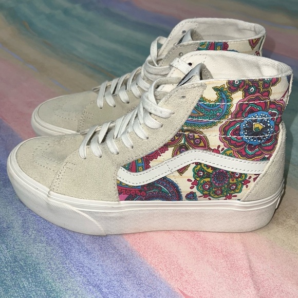Vans Sk8-Hi Tapered Paisley Bloom Turtledove Platform Women's size 9.5 - Picture 2 of 8